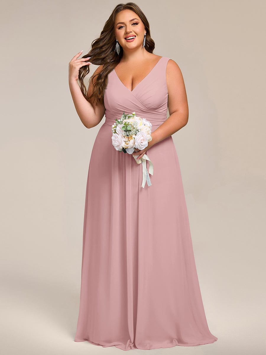 Sleeveless A-Line Chiffon Maxi Bridesmaid Dress #color_Dusty Rose
