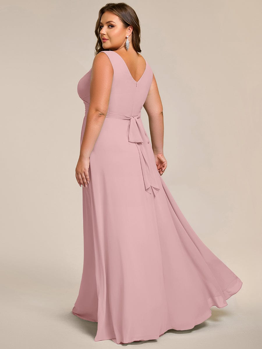 Sleeveless A-Line Chiffon Maxi Bridesmaid Dress #color_Dusty Rose