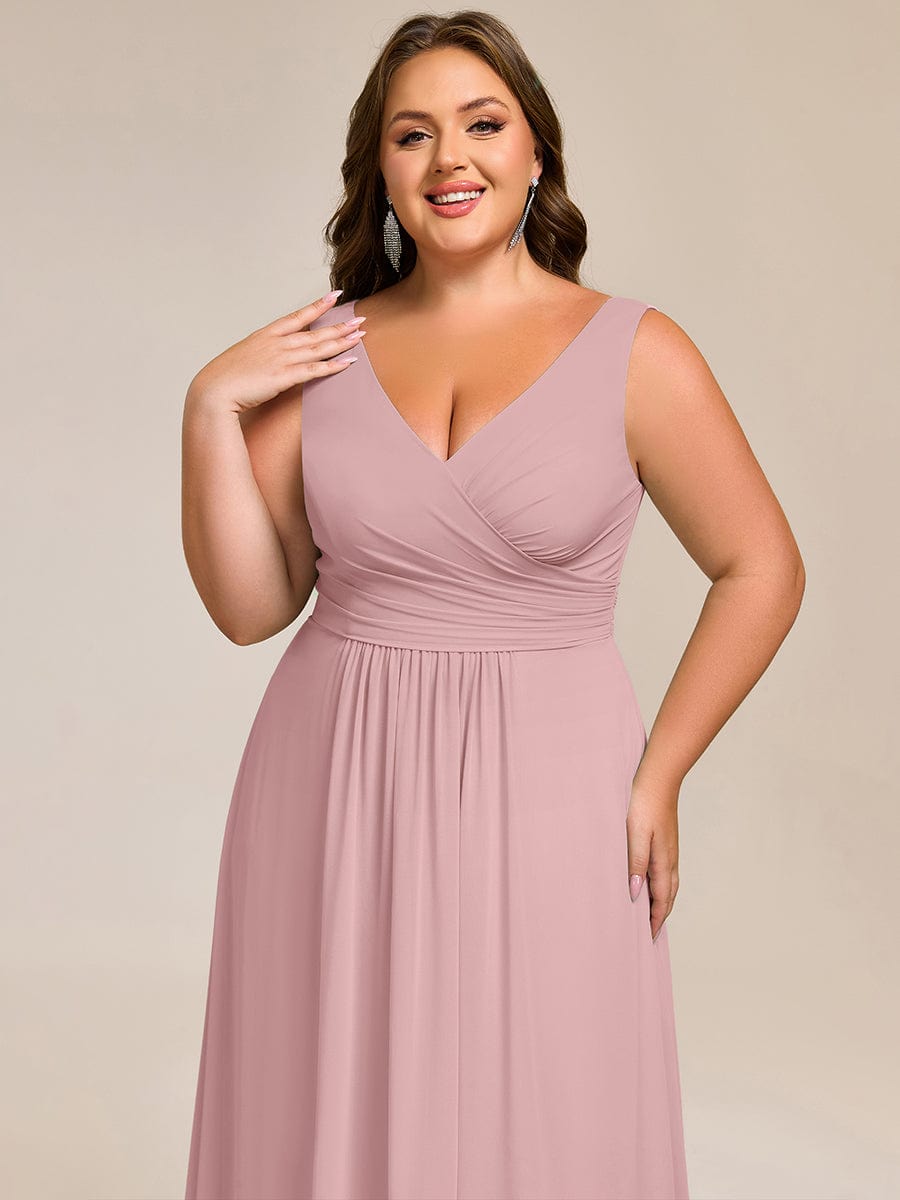 Sleeveless A-Line Chiffon Maxi Bridesmaid Dress #color_Dusty Rose