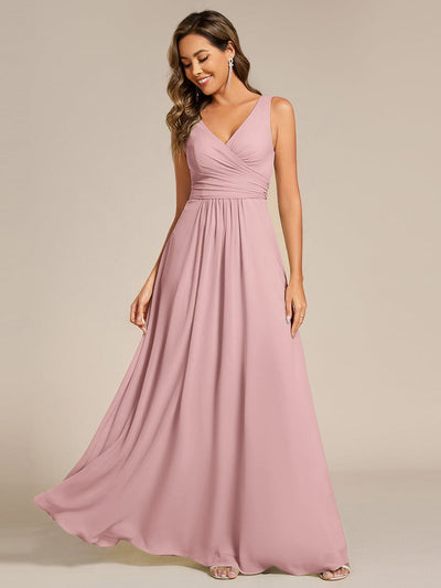 Sleeveless A-Line Chiffon Maxi Bridesmaid Dress #color_Dusty Rose