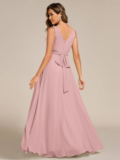 Sleeveless A-Line Chiffon Maxi Bridesmaid Dress #color_Dusty Rose