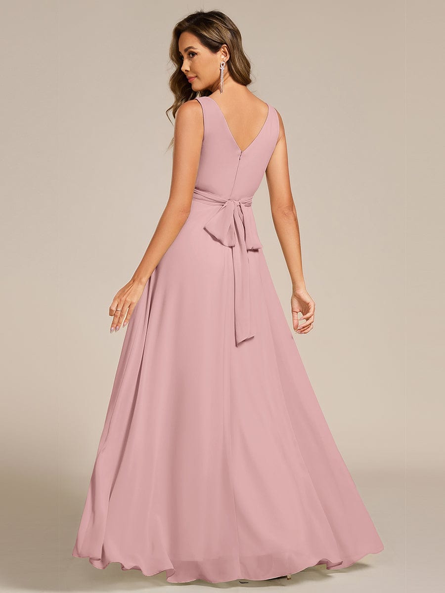 Sleeveless A-Line Chiffon Maxi Bridesmaid Dress #color_Dusty Rose