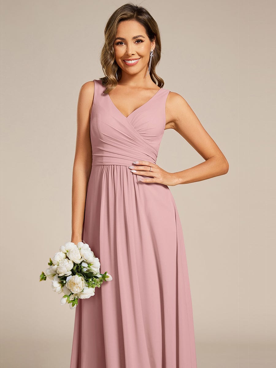 Sleeveless A-Line Chiffon Maxi Bridesmaid Dress #color_Dusty Rose