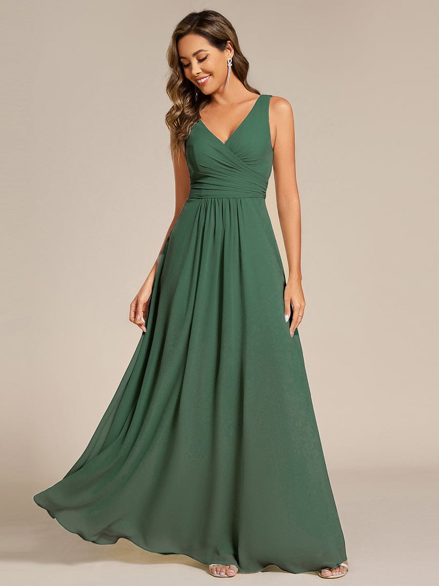 Sleeveless A-Line Chiffon Maxi Bridesmaid Dress #color_Eucalyptus Green