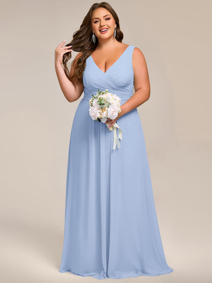 Sleeveless A-Line Chiffon Maxi Bridesmaid Dress #color_Ice Blue