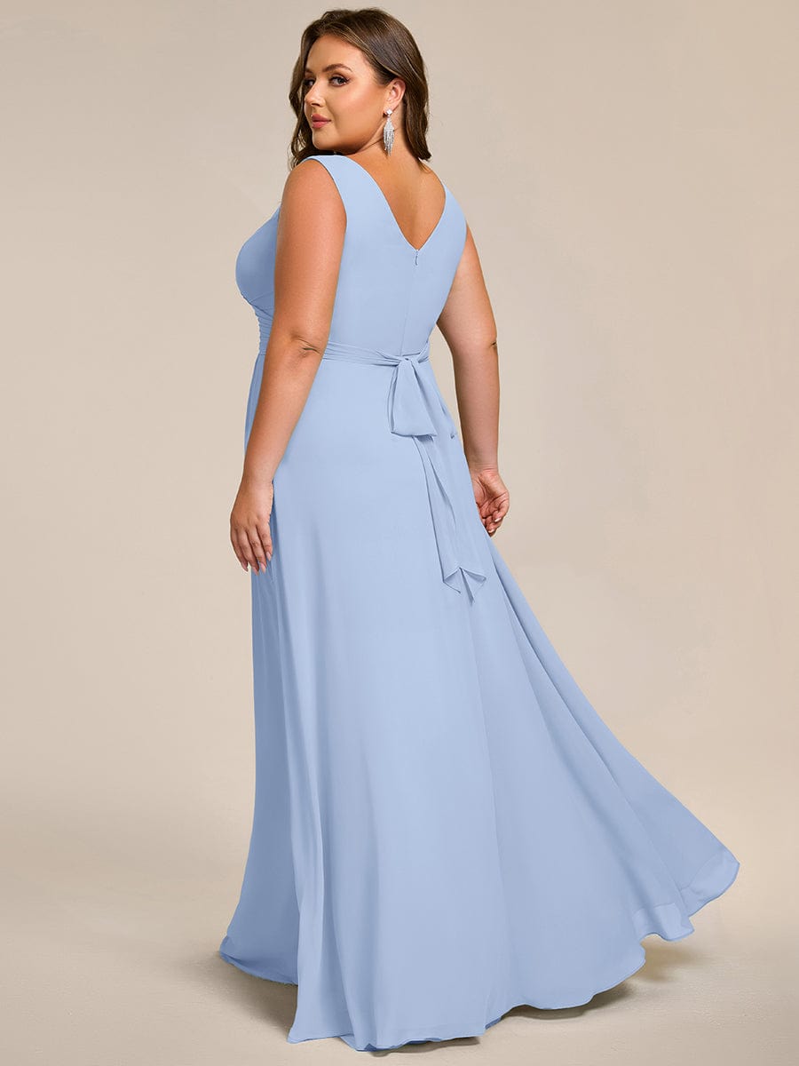 Sleeveless A-Line Chiffon Maxi Bridesmaid Dress #color_Ice Blue