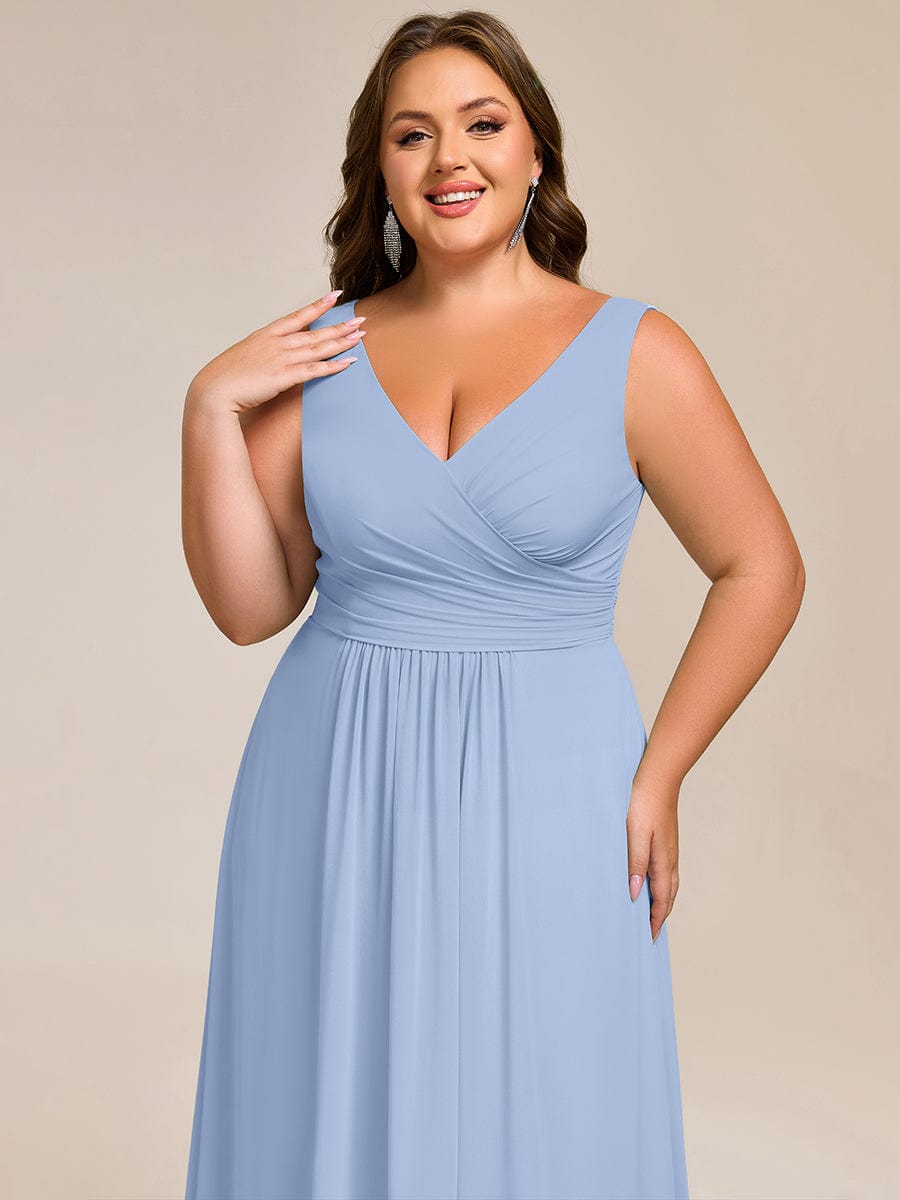 Sleeveless A-Line Chiffon Maxi Bridesmaid Dress #color_Ice Blue