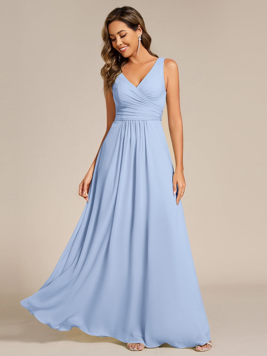 Sleeveless A-Line Chiffon Maxi Bridesmaid Dress #color_Ice Blue