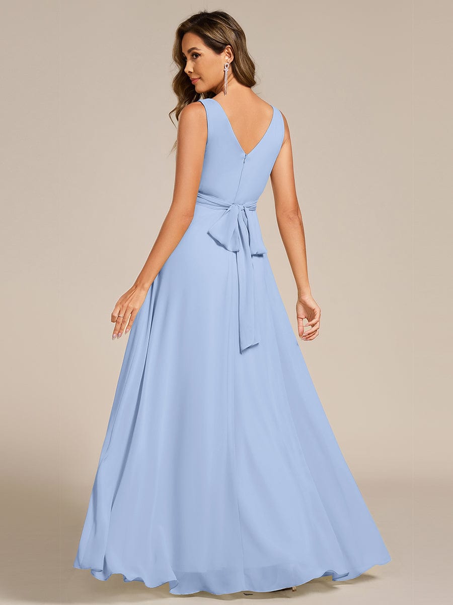 Sleeveless A-Line Chiffon Maxi Bridesmaid Dress #color_Ice Blue