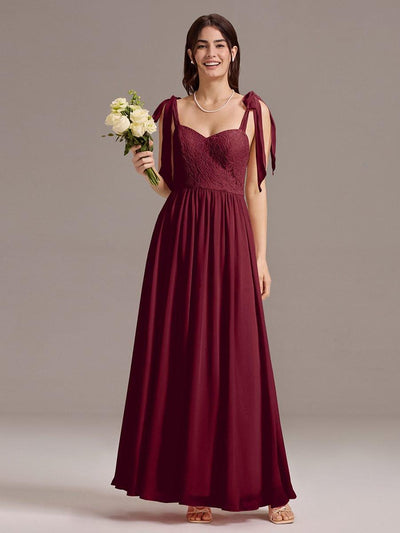 U Shaped Back Tie Strap Sleeveless Maxi Dress #color_Burgundy