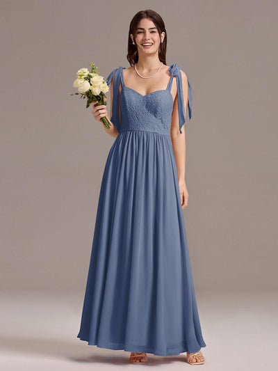U Shaped Back Tie Strap Sleeveless Maxi Dress #color_Dusty Blue