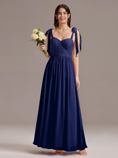 U Shaped Back Tie Strap Sleeveless Maxi Dress #color_Navy Blue