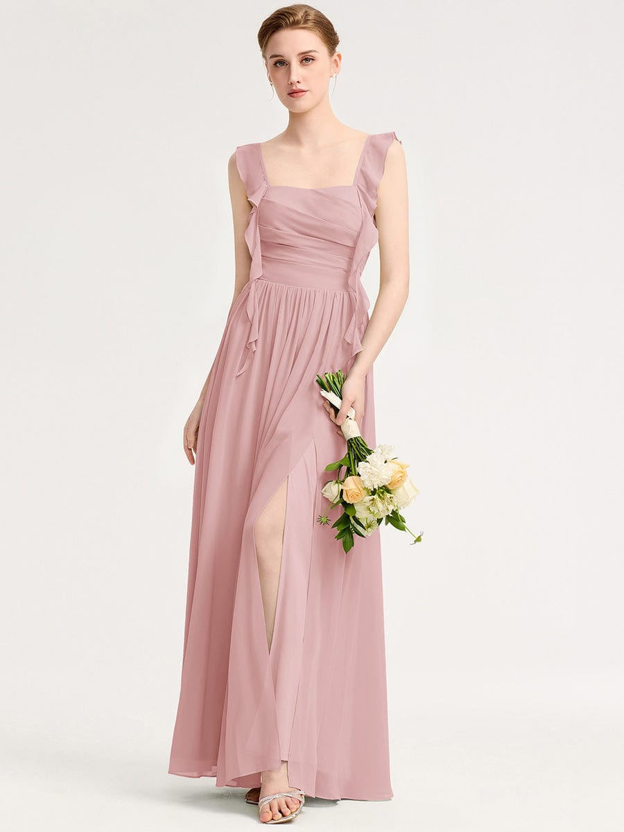 Romantic Flowing Ribbon Bridesmaid Dress #color_Dusty Rose
