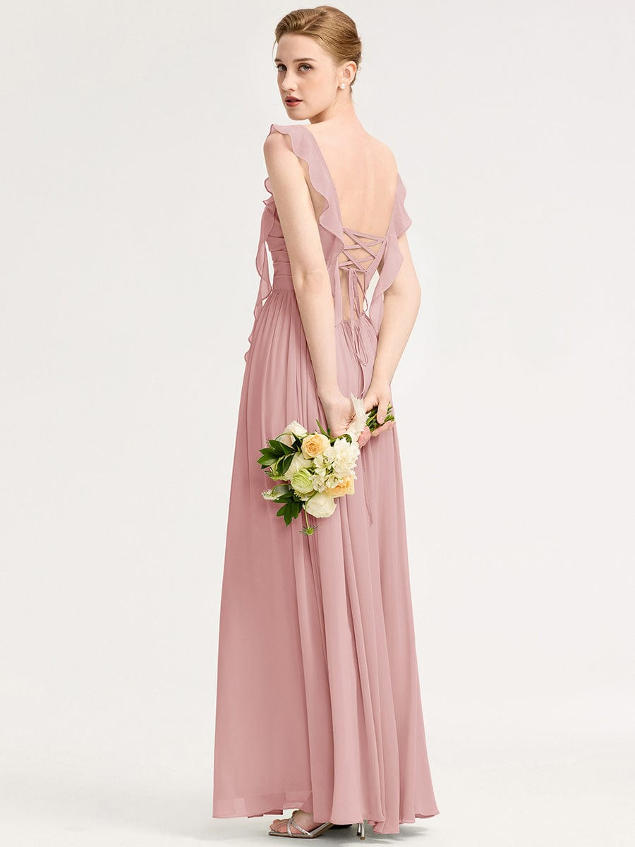 Romantic Flowing Ribbon Bridesmaid Dress #color_Dusty Rose