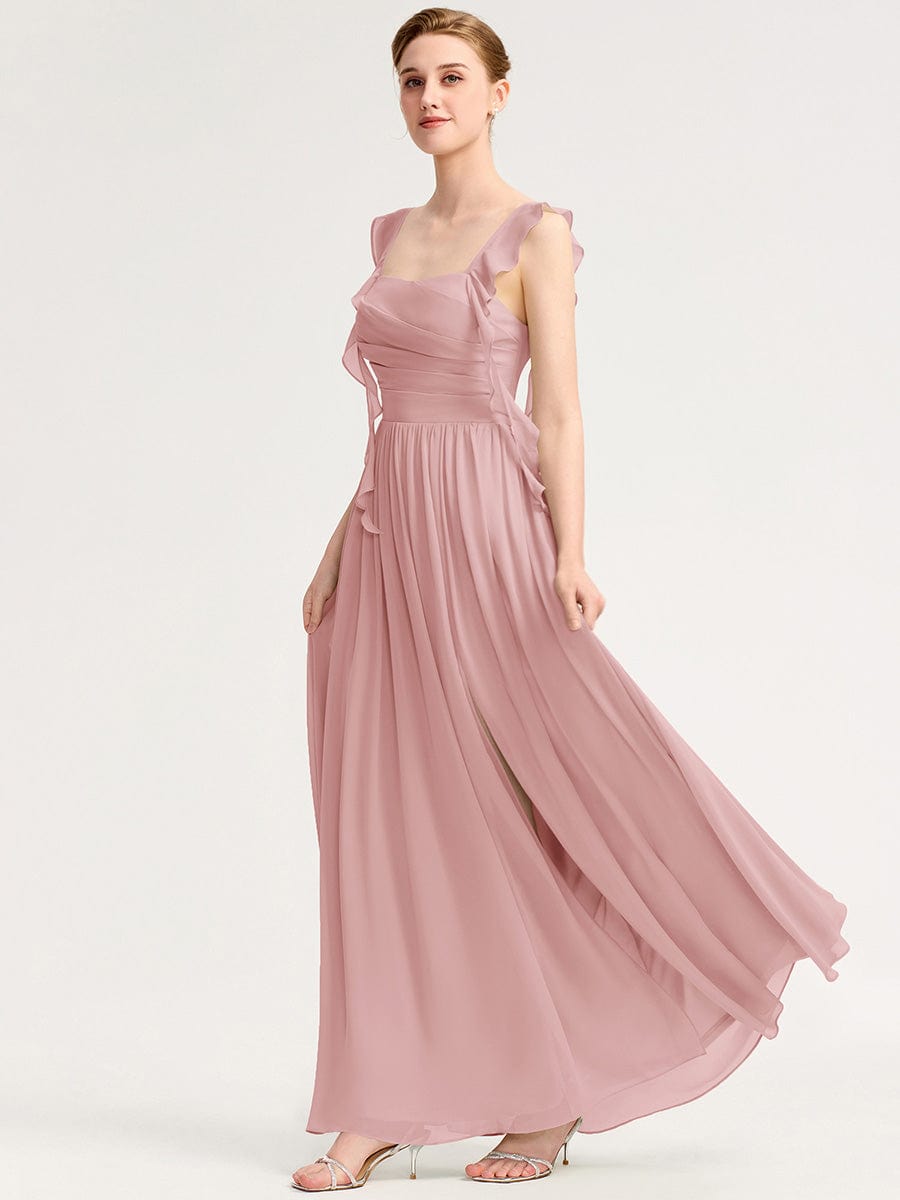 Romantic Flowing Ribbon Bridesmaid Dress #color_Dusty Rose