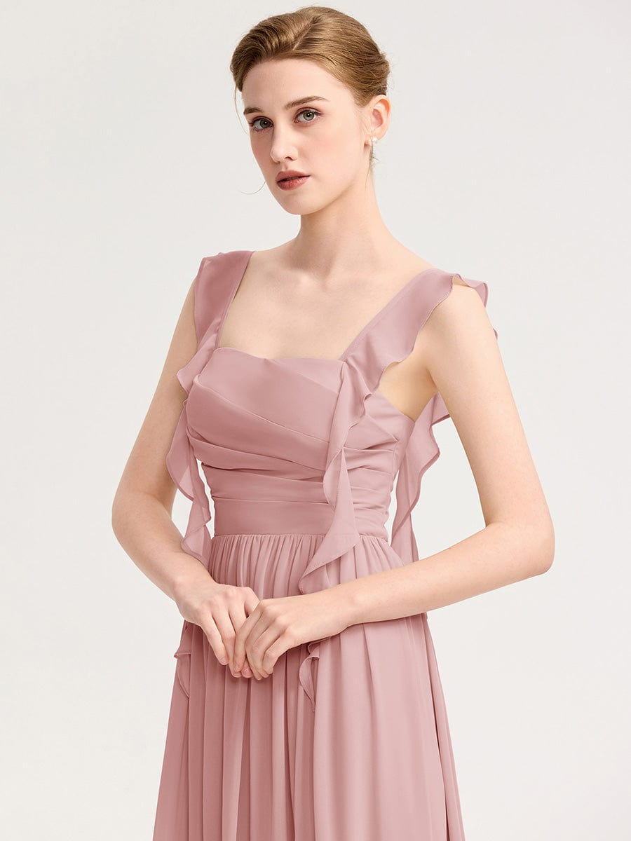 Romantic Flowing Ribbon Bridesmaid Dress #color_Dusty Rose