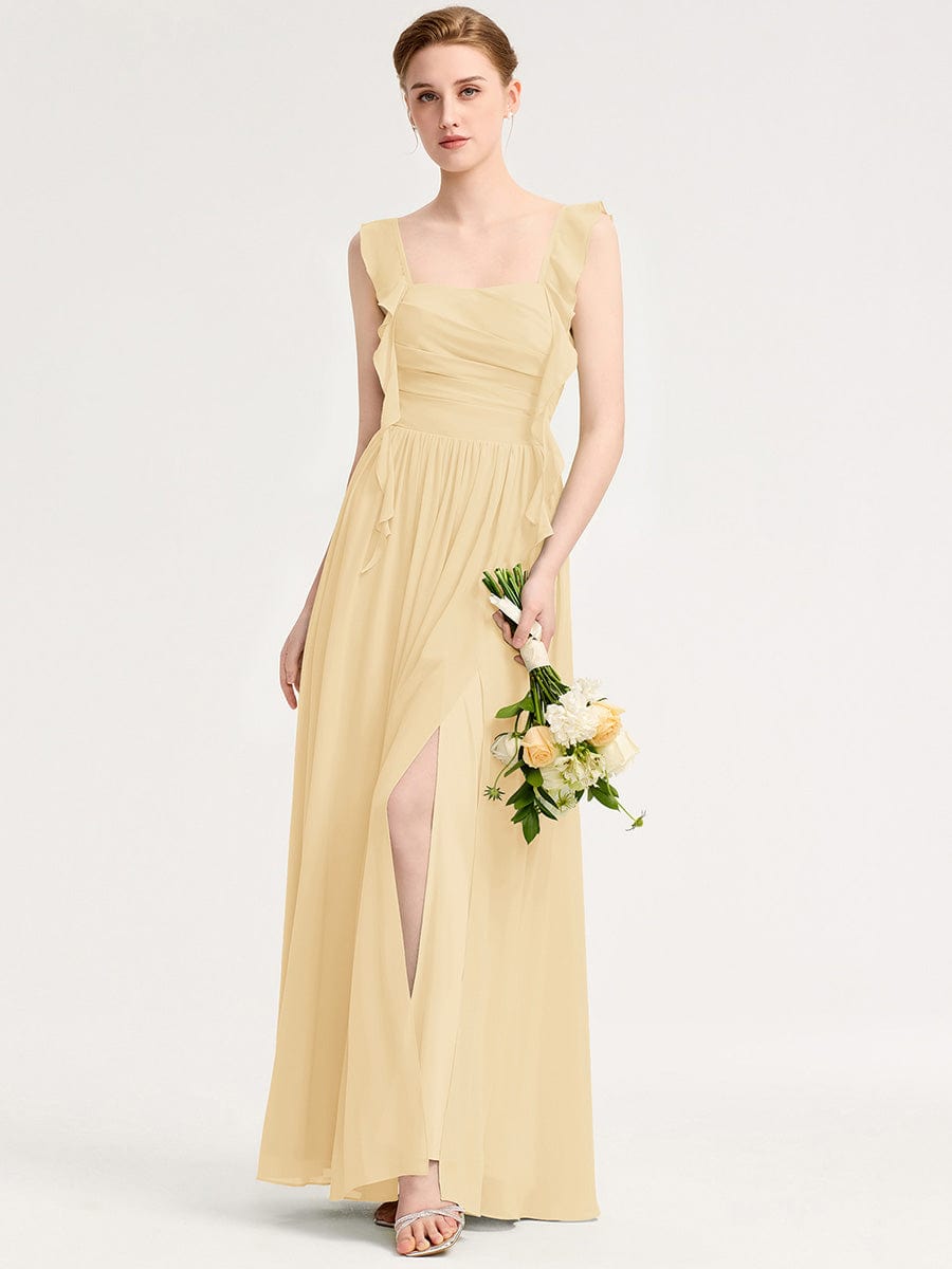 Romantic Flowing Ribbon Bridesmaid Dress #color_Yellow