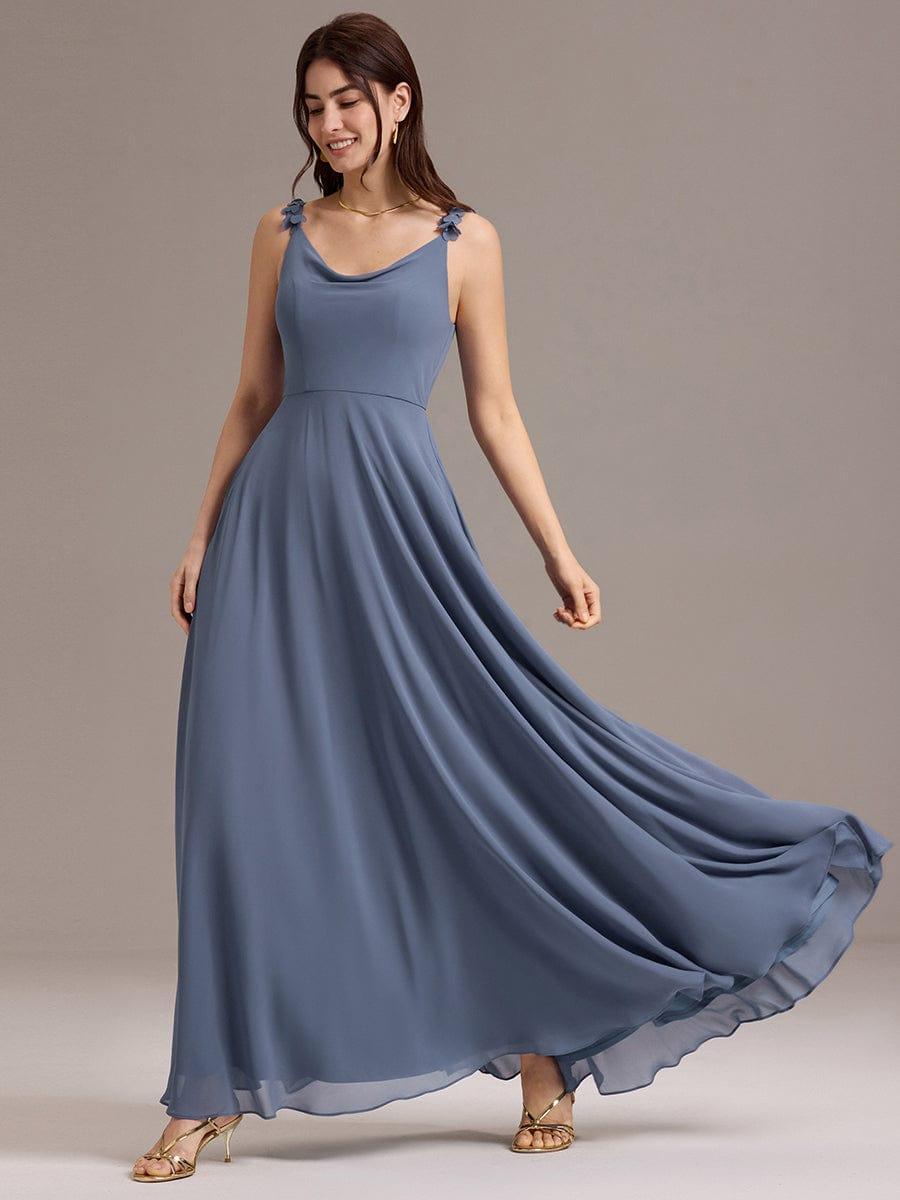 A-Line Cowl Flower Spaghetti Straps Maxi Bridesmaid Dress with Pockets #color_Dusty Blue