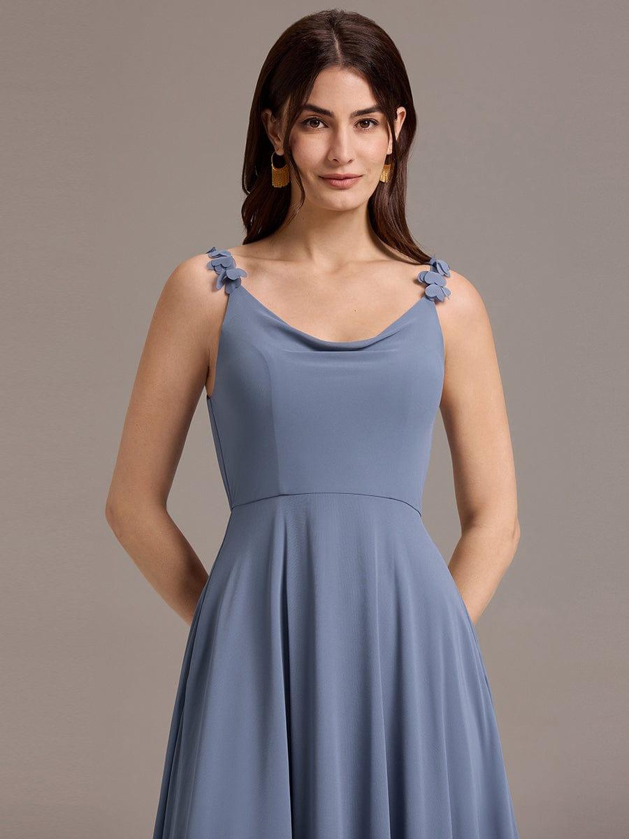 A-Line Cowl Flower Spaghetti Straps Maxi Bridesmaid Dress with Pockets #color_Dusty Blue