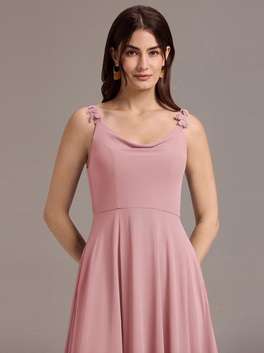 A-Line Cowl Flower Spaghetti Straps Maxi Bridesmaid Dress with Pockets #color_Dusty Rose