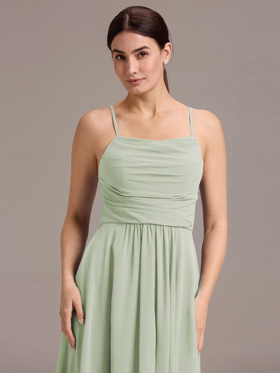 ever BELISSE|Spaghetti Strap Square Pleated High-Low Midi Bridesmaid Dress #color_Mint Green