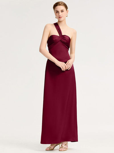 Mermaid Twist Knot Satin Bridesmaid Dress #color_Burgundy