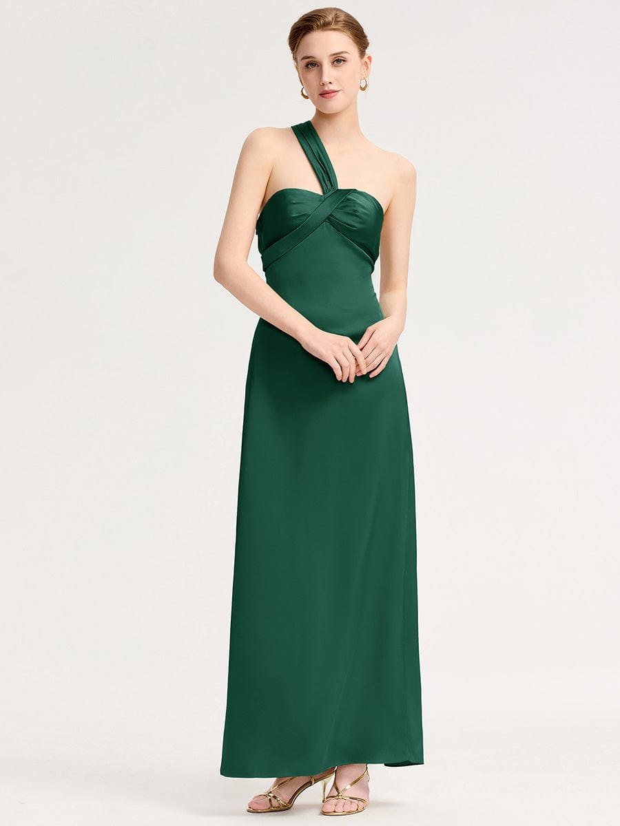 Mermaid Twist Knot Satin Bridesmaid Dress #color_Dark Green