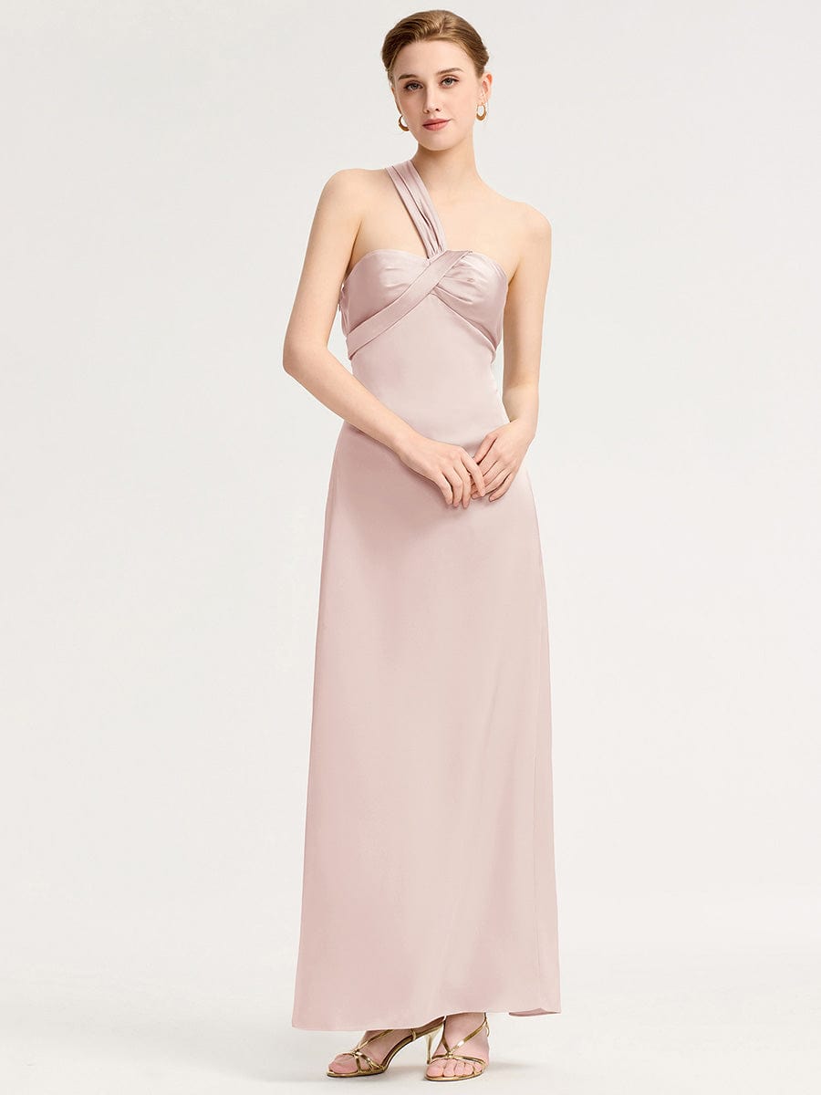 Mermaid Twist Knot Satin Bridesmaid Dress #color_Pink