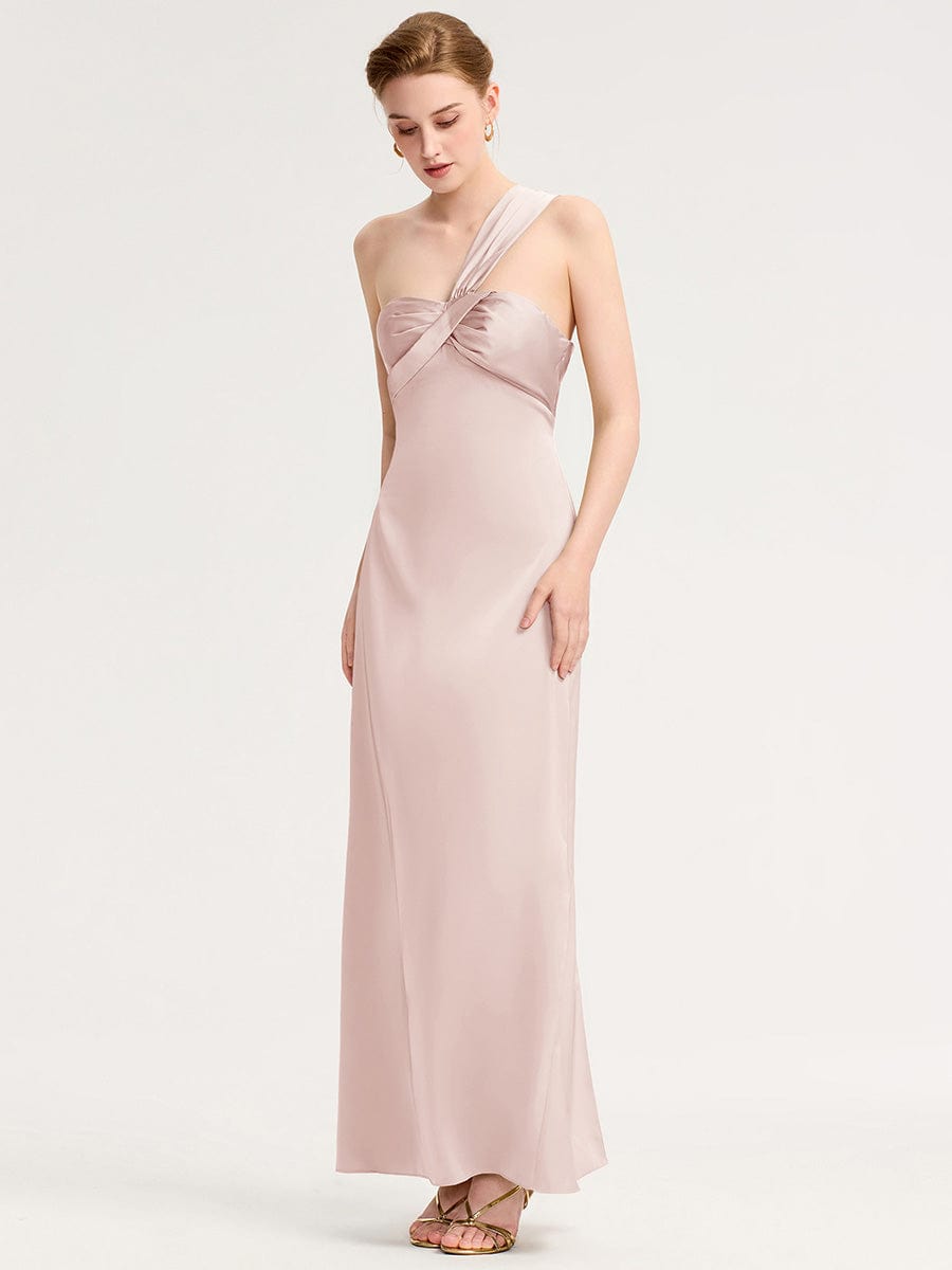 Mermaid Twist Knot Satin Bridesmaid Dress #color_Pink
