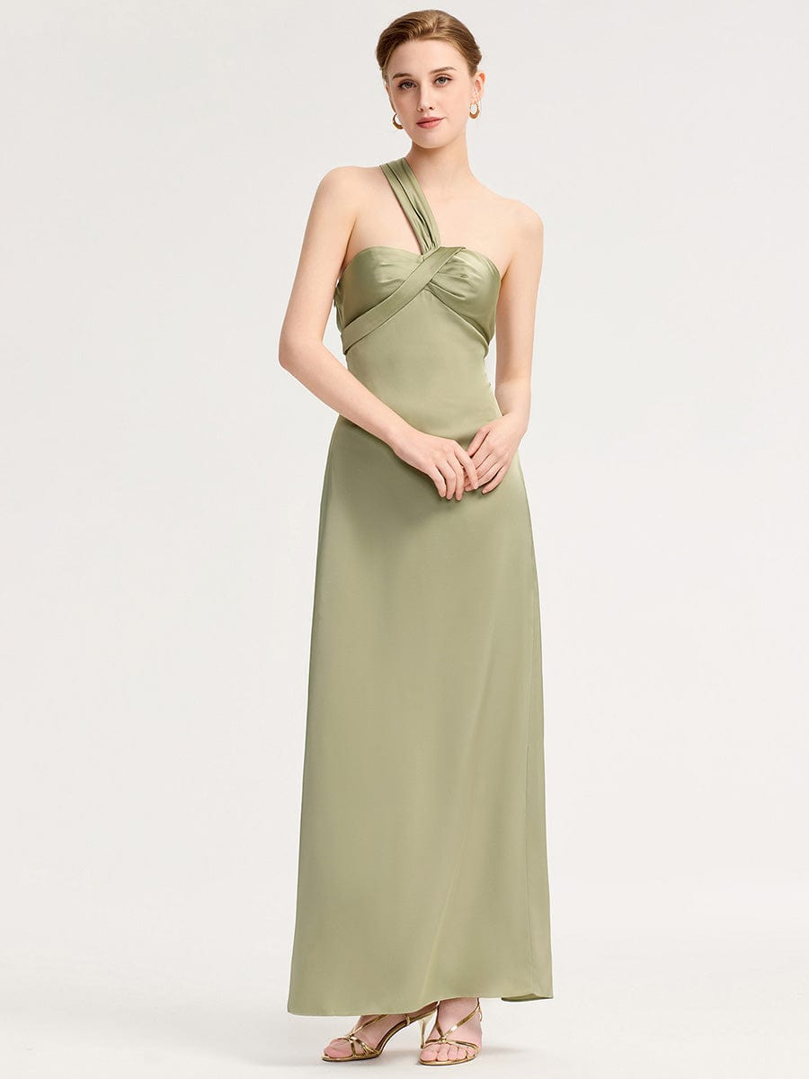 Mermaid Twist Knot Satin Bridesmaid dress #color_Sage Green