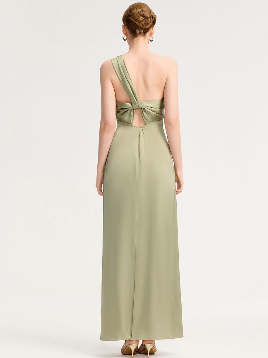 Mermaid Twist Knot Satin Bridesmaid dress #color_Sage Green