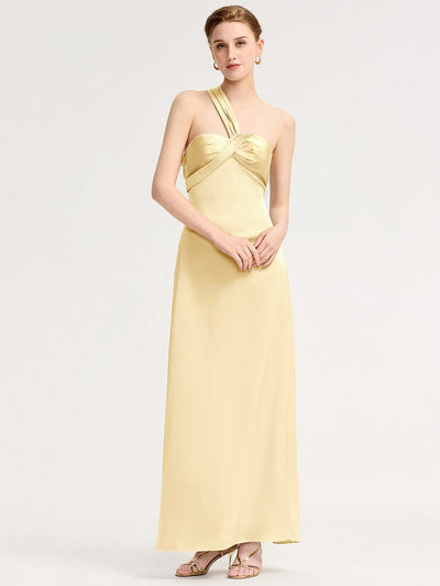 Mermaid Twist Knot Satin Bridesmaid Dress #color_Yellow