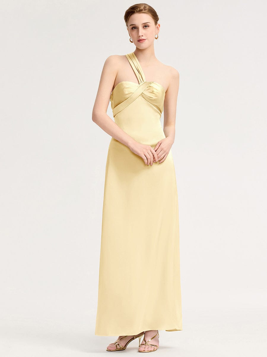 Mermaid Twist Knot Satin Bridesmaid Dress #color_Yellow