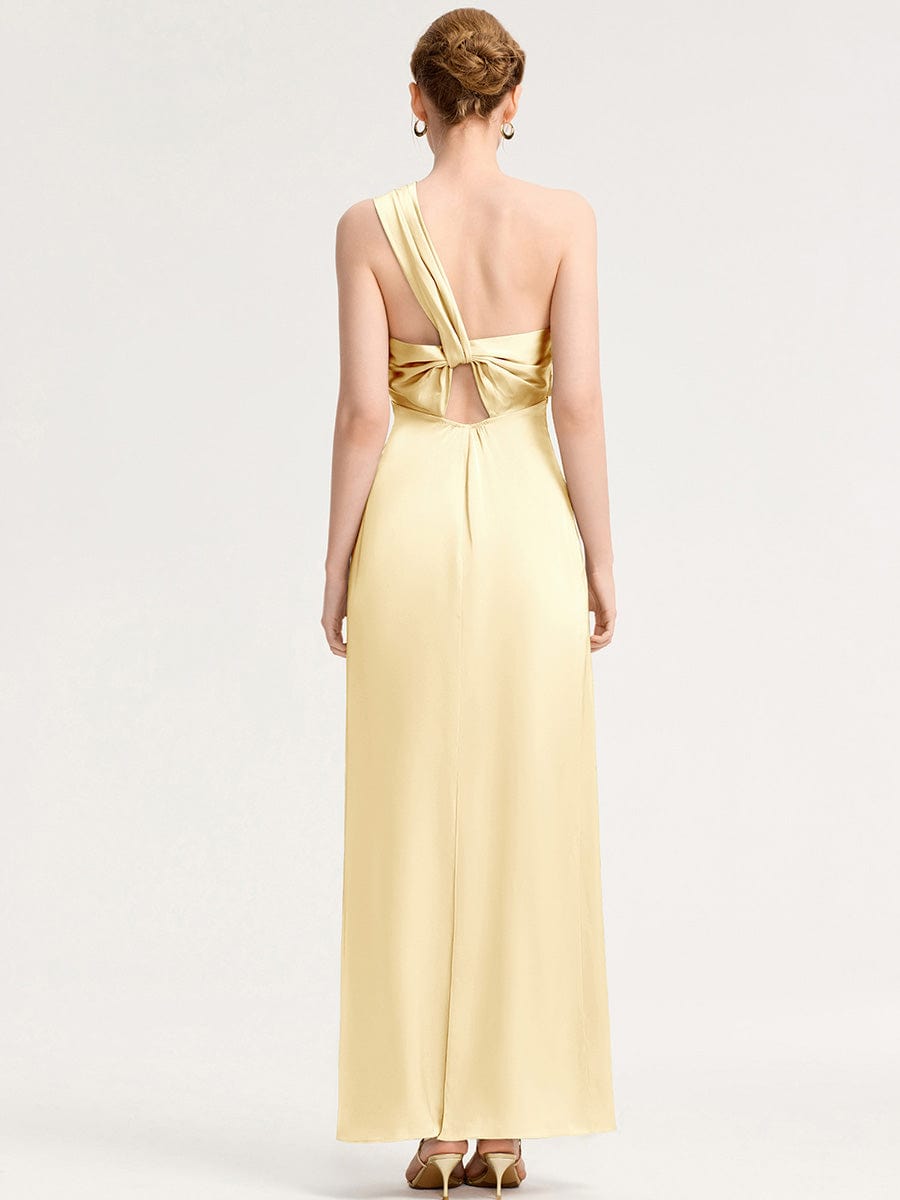 Mermaid Twist Knot Satin Bridesmaid Dress #color_Yellow