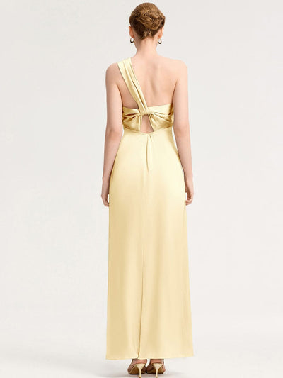 Mermaid Twist Knot Satin Bridesmaid Dress #color_Yellow