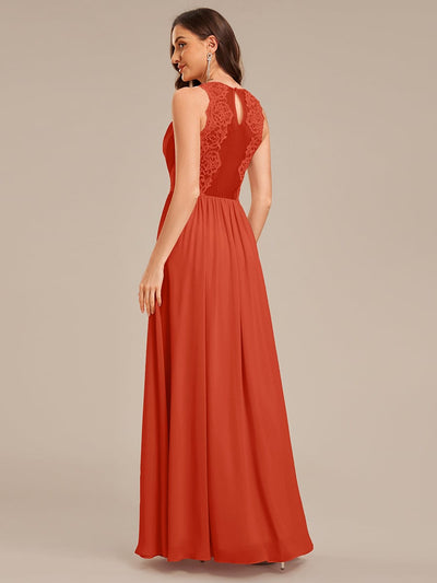 Appliqu¨¦ Chiffon Maxi Bridesmaid Dress #color_Burnt Orange