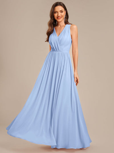Appliqu¨¦ Chiffon Maxi Bridesmaid Dress #color_Ice Blue