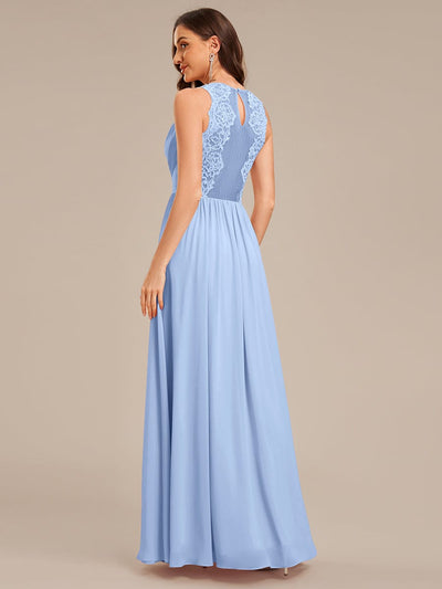 Appliqu¨¦ Chiffon Maxi Bridesmaid Dress #color_Ice Blue