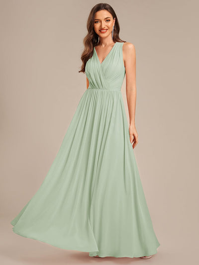 Appliqu¨¦ Chiffon Maxi Bridesmaid Dress #color_Mint Green