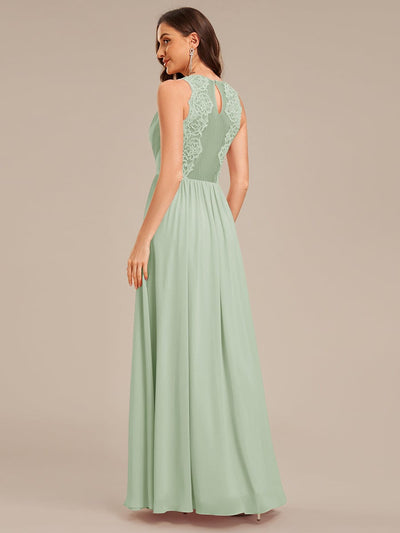 Appliqu¨¦ Chiffon Maxi Bridesmaid Dress #color_Mint Green