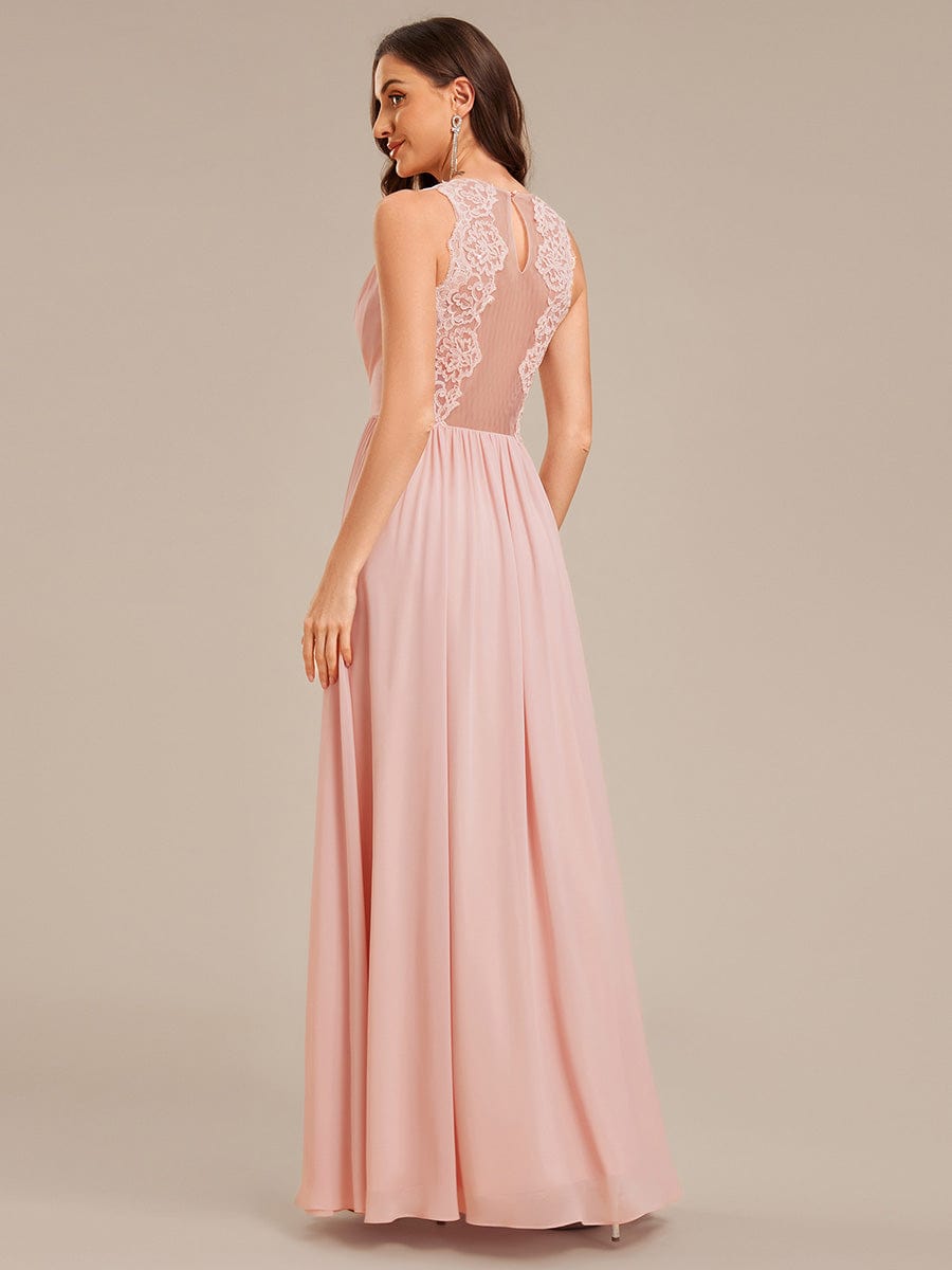 Appliqu¨¦ Chiffon Sleeveless Bridesmaid Dress #color_Pink