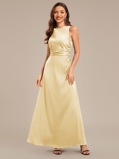 Backless Satin Sleeveless Evening Dress #color_Yellow
