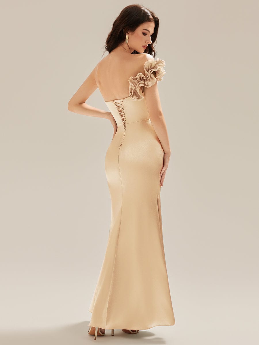 Sequin Ruffle Sleeve Evening Dress #color_Champagne