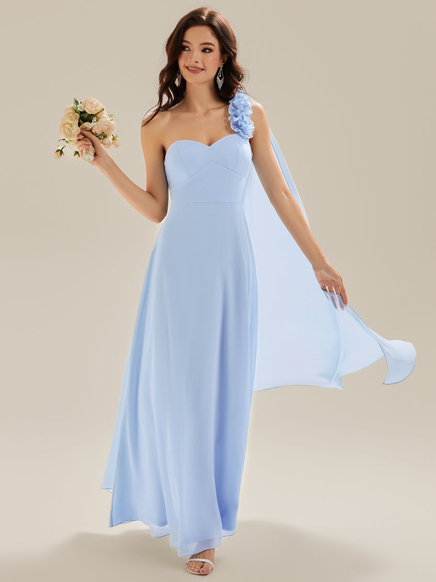 Flowing Ribbons Chiffon Sleeveless Bridesmaid Dress #color_Ice Blue