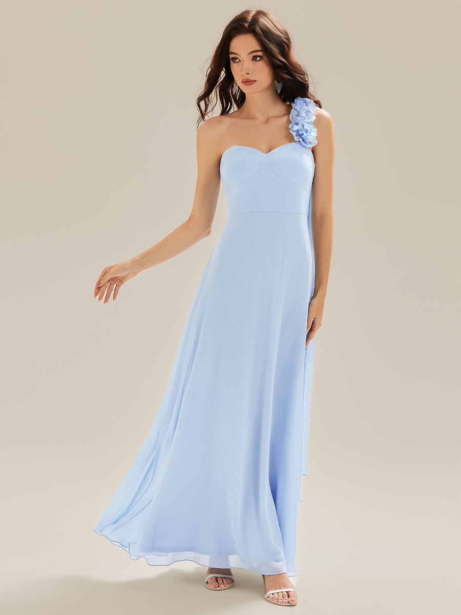 Flowing Ribbons Chiffon Sleeveless Bridesmaid Dress #color_Ice Blue