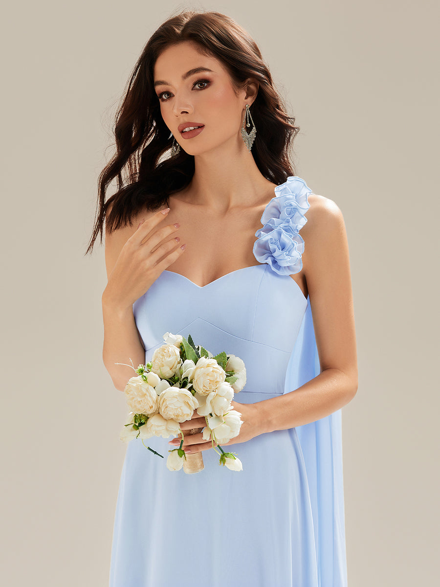 Flowing Ribbons Chiffon Sleeveless Bridesmaid Dress #color_Ice Blue