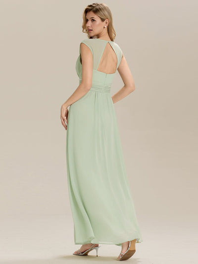 Pleated Chiffon Sleeveless Bridesmaid Dress #color_Mint Green