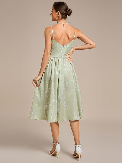 Printed Satin Strapless Guest Dress #color_Vintage Primrose Celadon