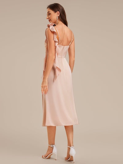 Satin Strapless Slit Guest Dress #color_English Rose