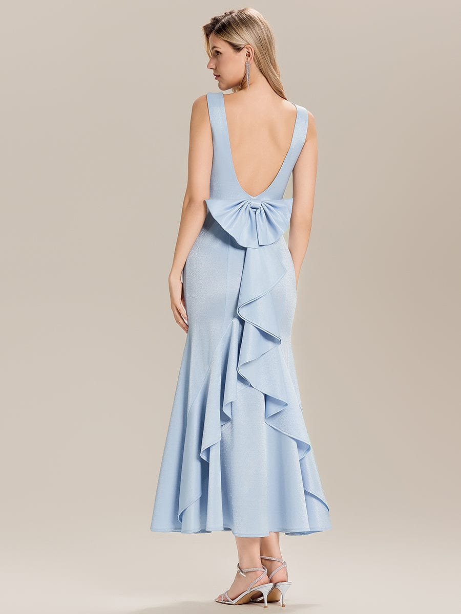 Sleeveless Midi Satin Mermaid Guest Dress #color_Light Blue